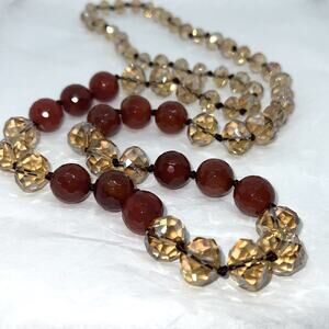 Beria Collection Carnelian & Glass Necklace 32”